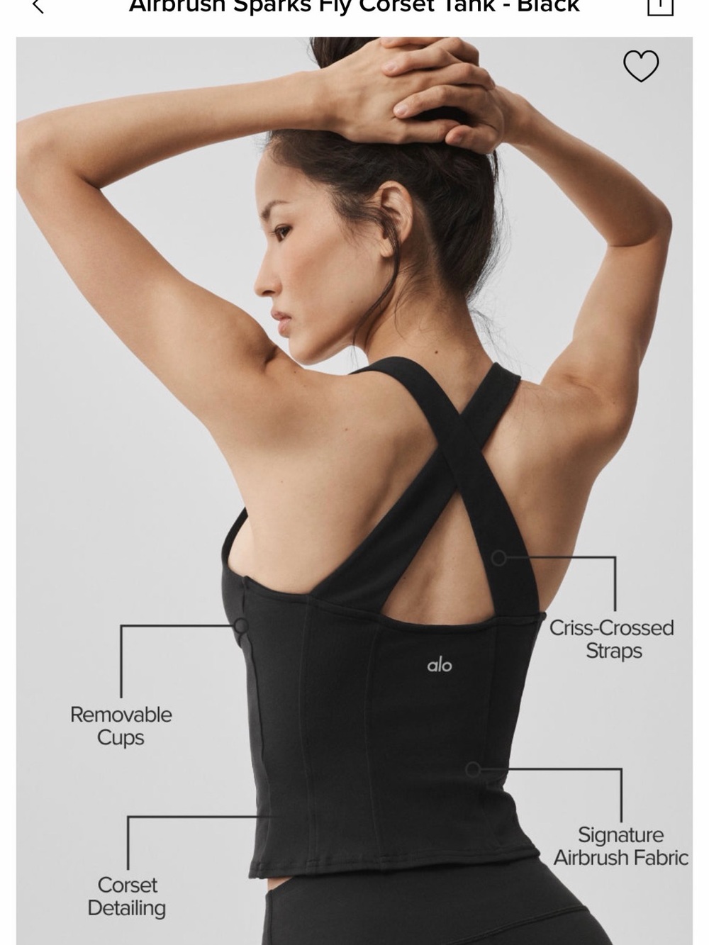 ALO Yoga Airbrush Sparks Fly Corset Tank - Black